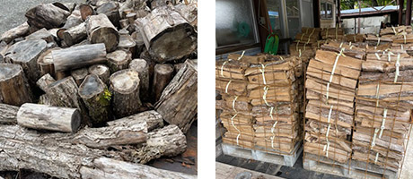 富士急リゾートアメニティ　再生木材を利用した薪の制作・販売